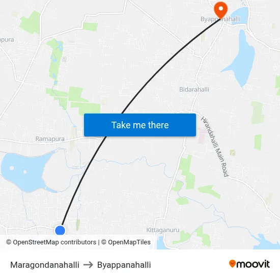 Maragondanahalli to Byappanahalli map