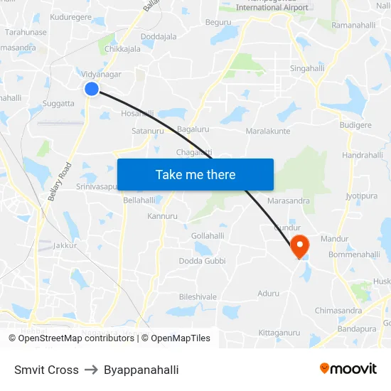 Smvit Cross to Byappanahalli map