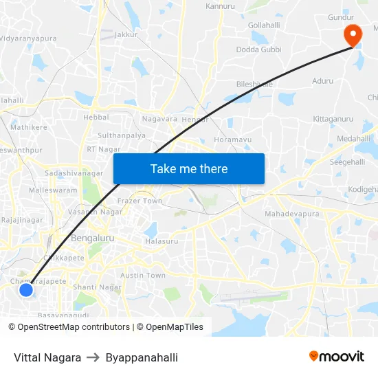 Vittal Nagara to Byappanahalli map