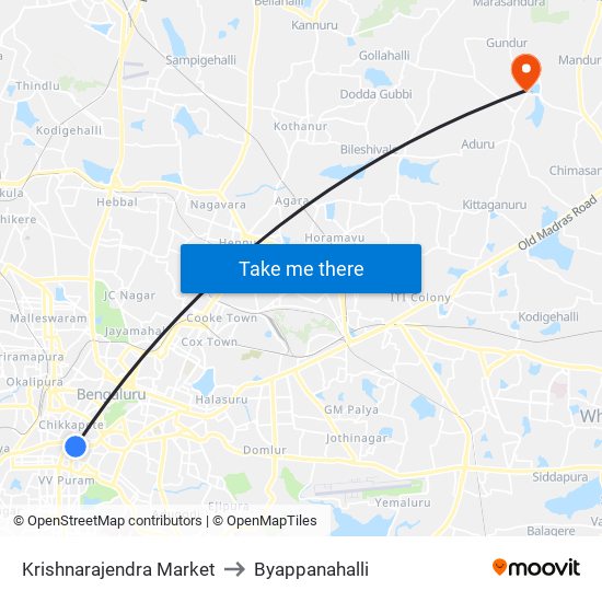 Krishnarajendra Market to Byappanahalli map