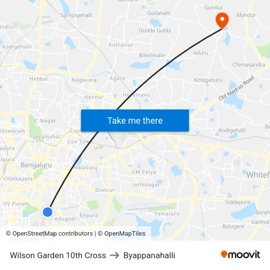 Wilson Garden 10th Cross to Byappanahalli map
