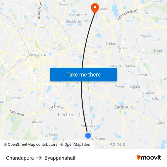 Chandapura to Byappanahalli map