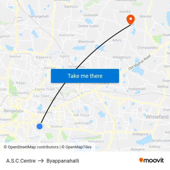 A.S.C.Centre to Byappanahalli map