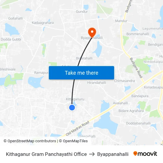 Kithaganur Gram Panchayathi Office to Byappanahalli map