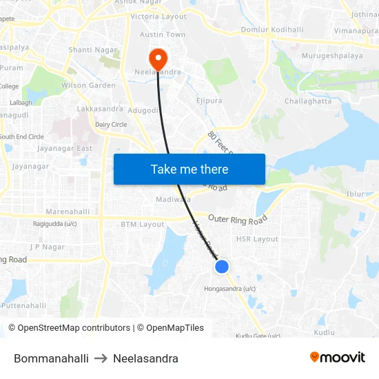 Bommanahalli to Neelasandra map