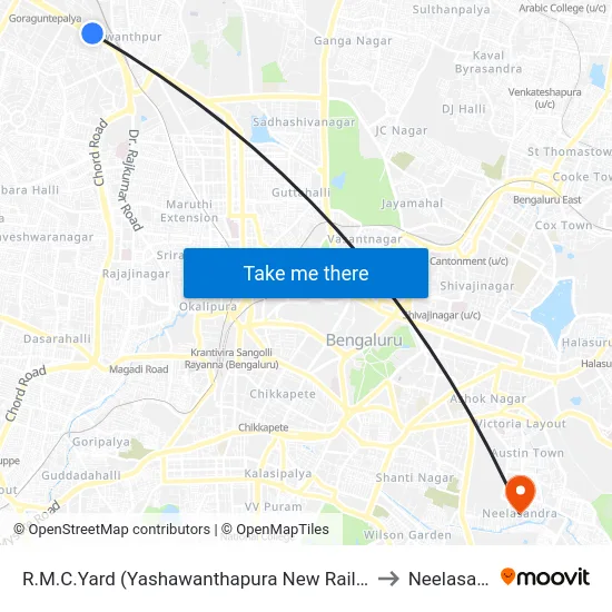 R.M.C.Yard (Yashawanthapura New Railway Station) to Neelasandra map