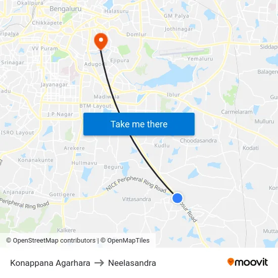 Konappana Agarhara to Neelasandra map