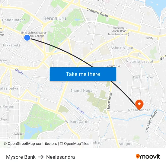 Mysore Bank to Neelasandra map