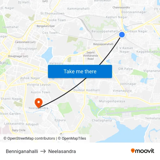 Benniganahalli to Neelasandra map
