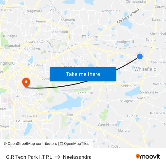 G.R Tech Park I.T.P.L to Neelasandra map