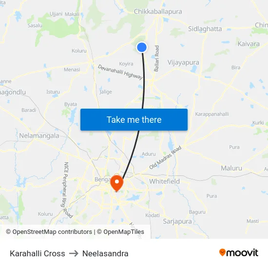 Karahalli Cross to Neelasandra map
