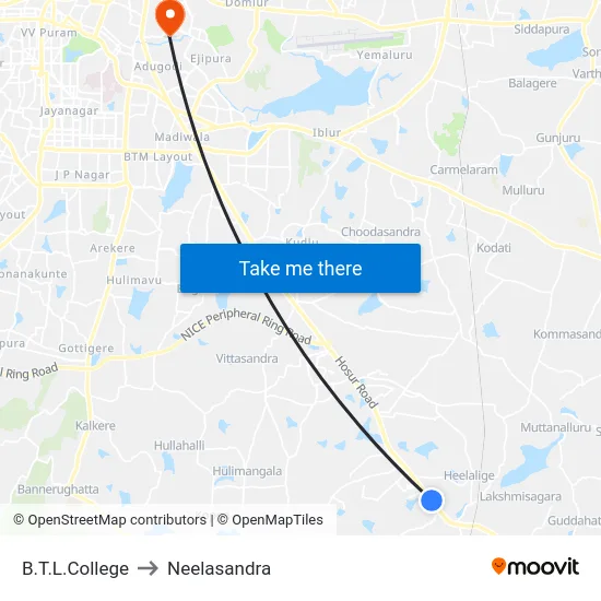 B.T.L.College to Neelasandra map