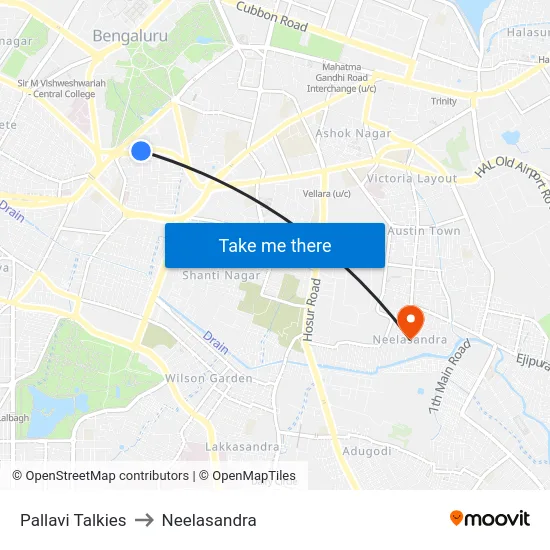 Pallavi Talkies to Neelasandra map