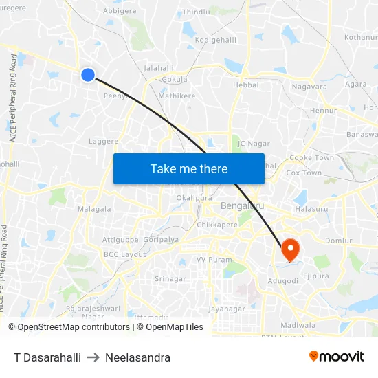 T Dasarahalli to Neelasandra map