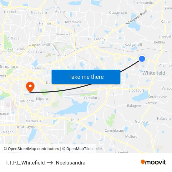 I.T.P.L.Whitefield to Neelasandra map