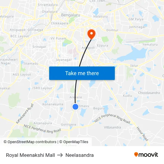 Royal Meenakshi Mall to Neelasandra map
