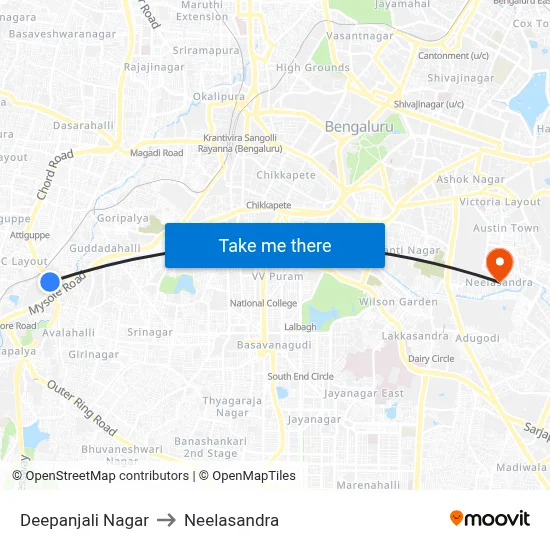 Deepanjali Nagar to Neelasandra map