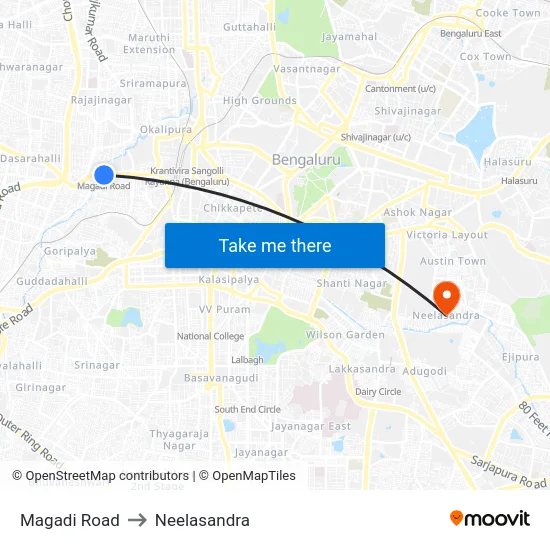 Magadi Road to Neelasandra map