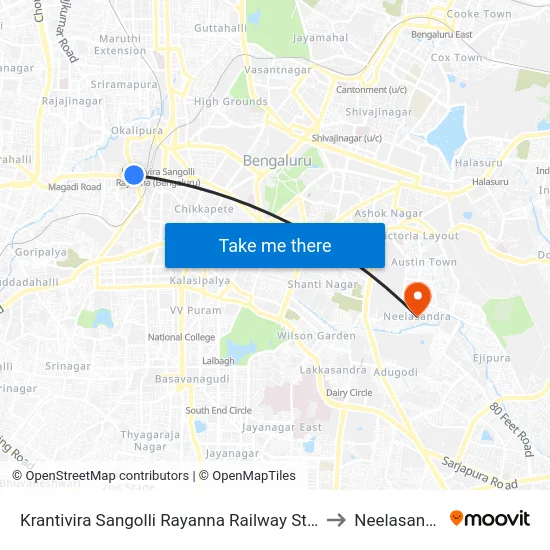 Krantivira Sangolli Rayanna Railway Station to Neelasandra map