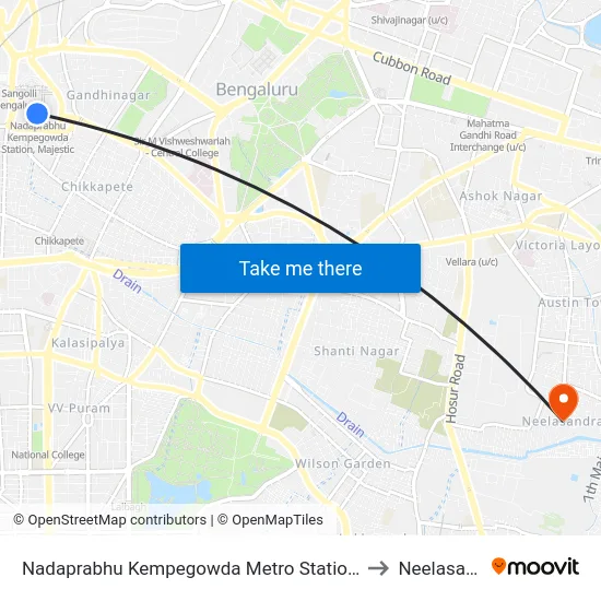 Nadaprabhu Kempegowda Metro Station, Majestic to Neelasandra map