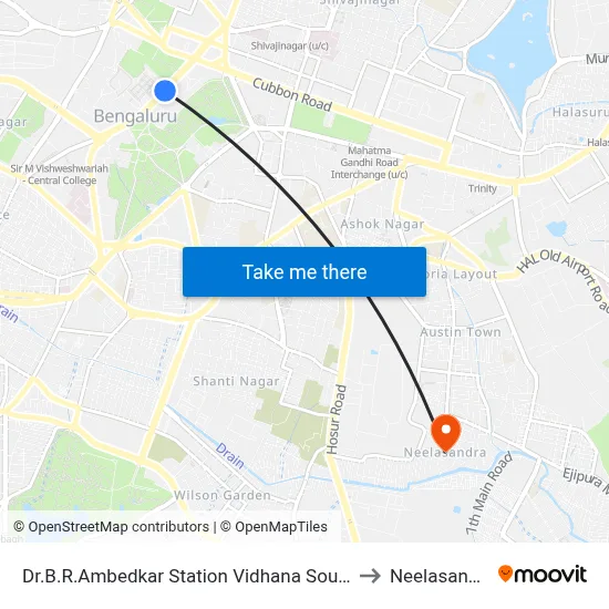 Dr.B.R.Ambedkar Station Vidhana Soudha to Neelasandra map