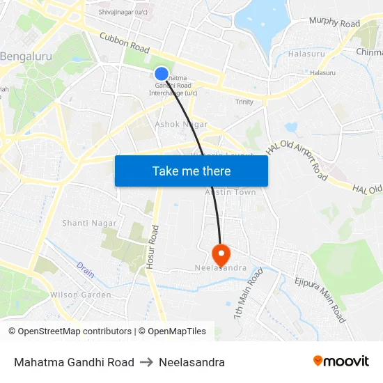 Mahatma Gandhi Road to Neelasandra map
