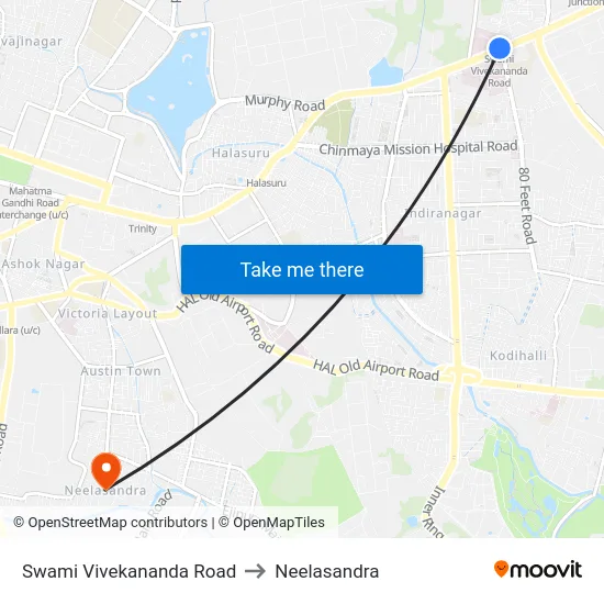 Swami Vivekananda Road to Neelasandra map