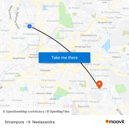 Srirampura to Neelasandra map