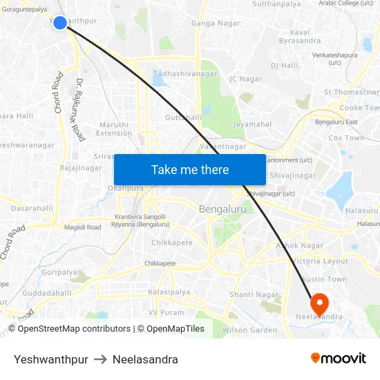Yeshwanthpur to Neelasandra map