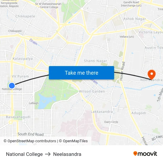 National College to Neelasandra map