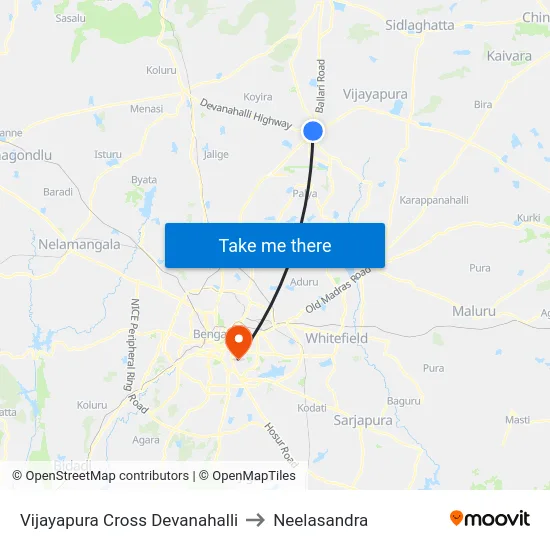 Vijayapura Cross Devanahalli to Neelasandra map
