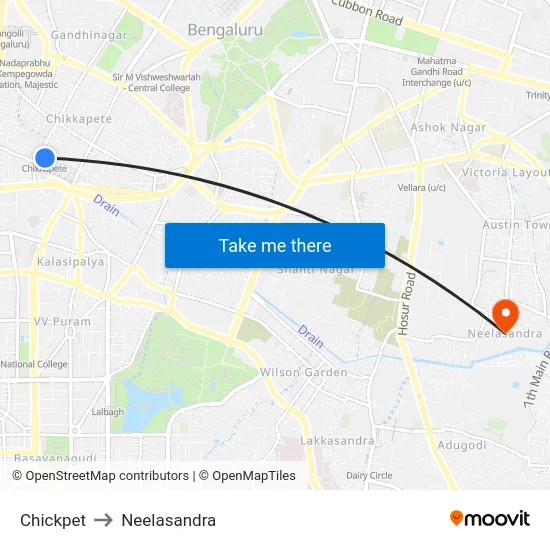 Chickpet to Neelasandra map