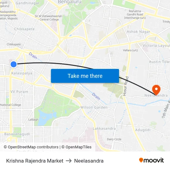 Krishna Rajendra Market to Neelasandra map