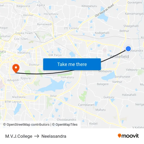 M.V.J.College to Neelasandra map