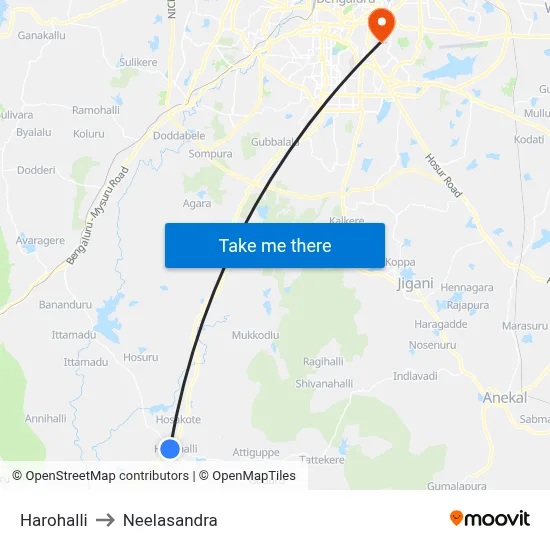 Harohalli to Neelasandra map