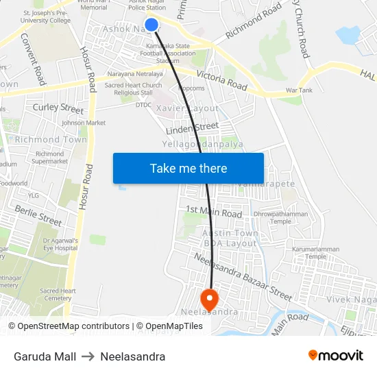 Garuda Mall to Neelasandra map