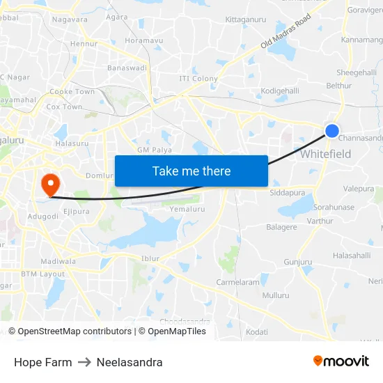 Hope Farm to Neelasandra map