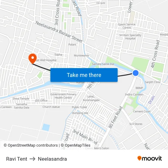Ravi Tent to Neelasandra map