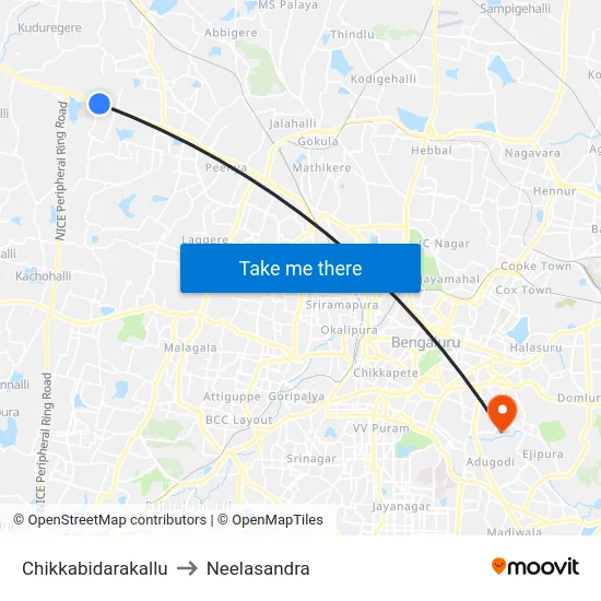 Chikkabidarakallu to Neelasandra map