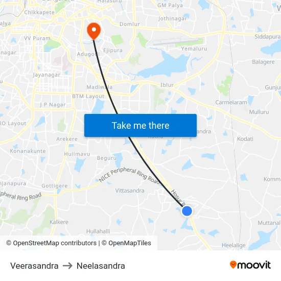 Veerasandra to Neelasandra map
