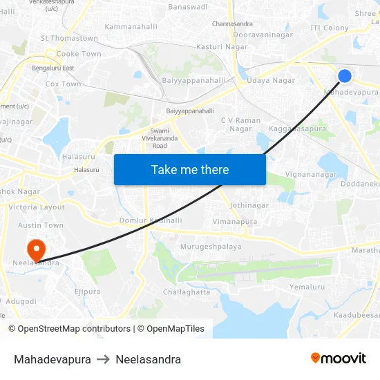 Mahadevapura to Neelasandra map