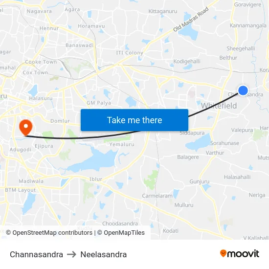 Channasandra to Neelasandra map