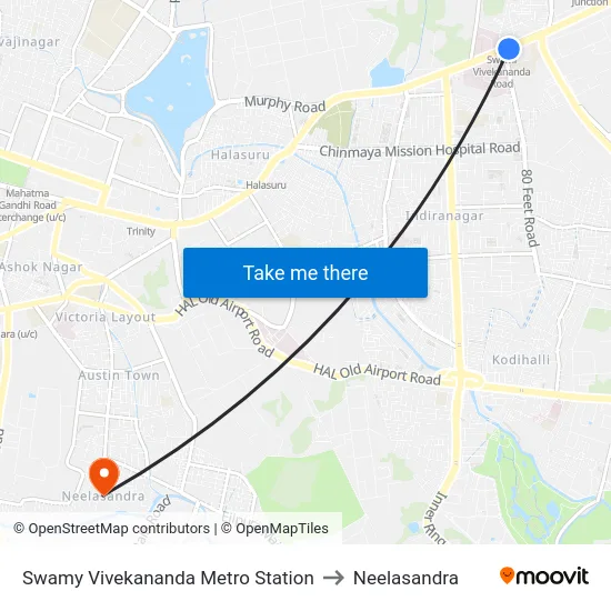 Swamy Vivekananda Metro Station to Neelasandra map