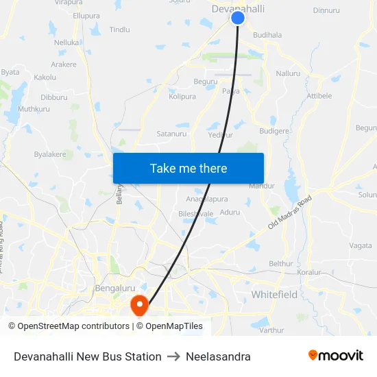 Devanahalli New Bus Station to Neelasandra map