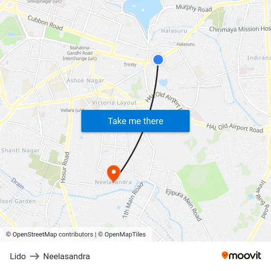 Lido to Neelasandra map