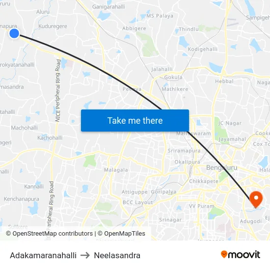 Adakamaranahalli to Neelasandra map
