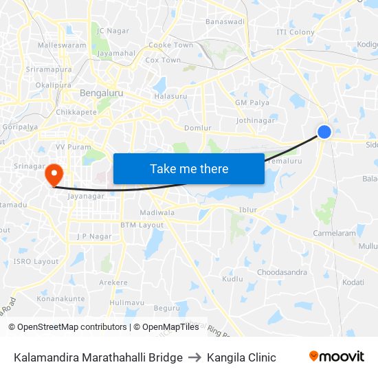 Kalamandira  Marathahalli Bridge to Kangila Clinic map