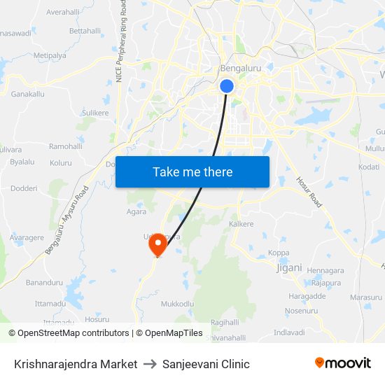 Krishnarajendra Market to Sanjeevani Clinic map