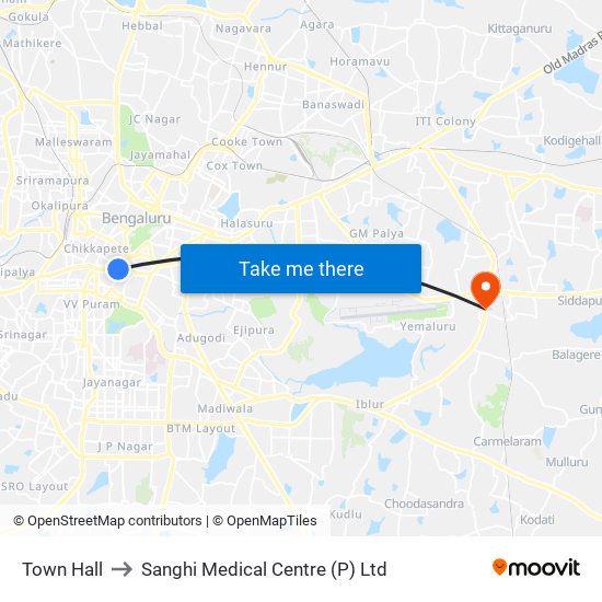 Town Hall to Sanghi Medical Centre (P) Ltd map