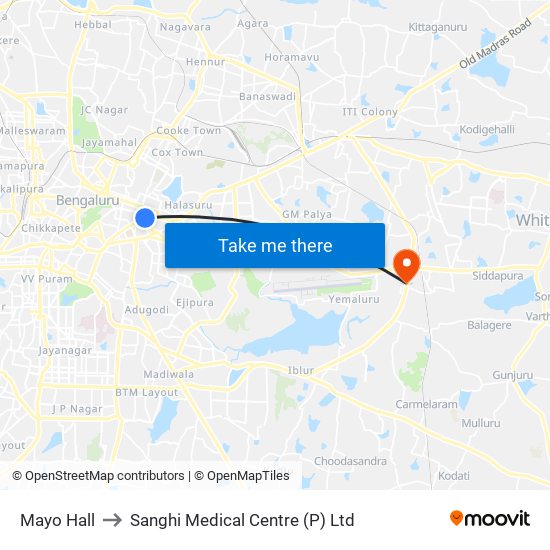 Mayo Hall to Sanghi Medical Centre (P) Ltd map